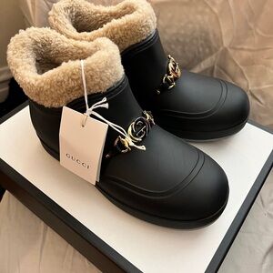 Gucci Women's Black Winter Boots with Gold Details brand new with box size 38
